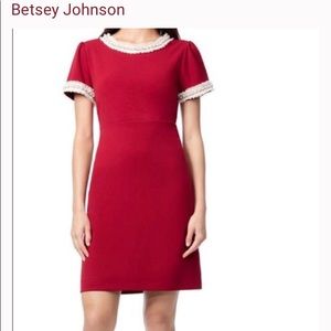 Cherry red size 6 shift pearl neckline